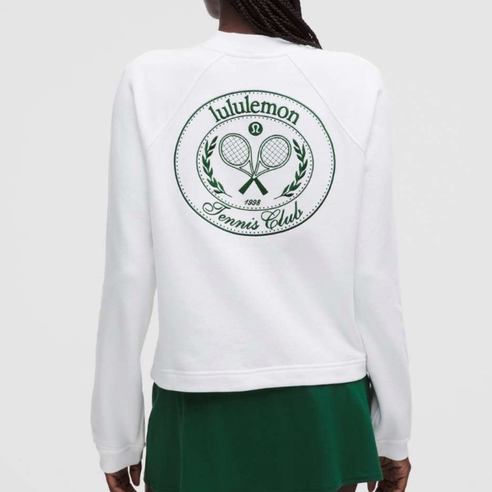 Lululemon Cotton French Terry Crewneck Pullover Tennis Club White Alouette Small